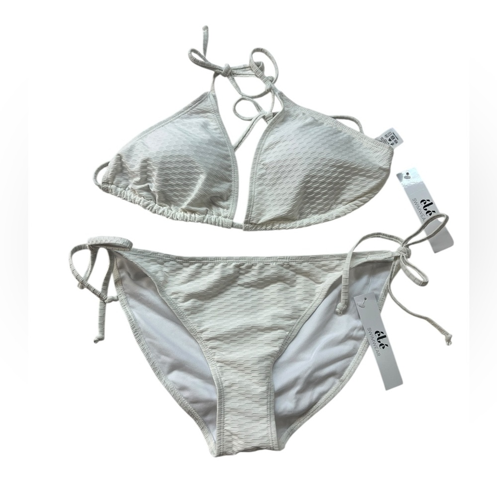 Ete white grid textured bikini